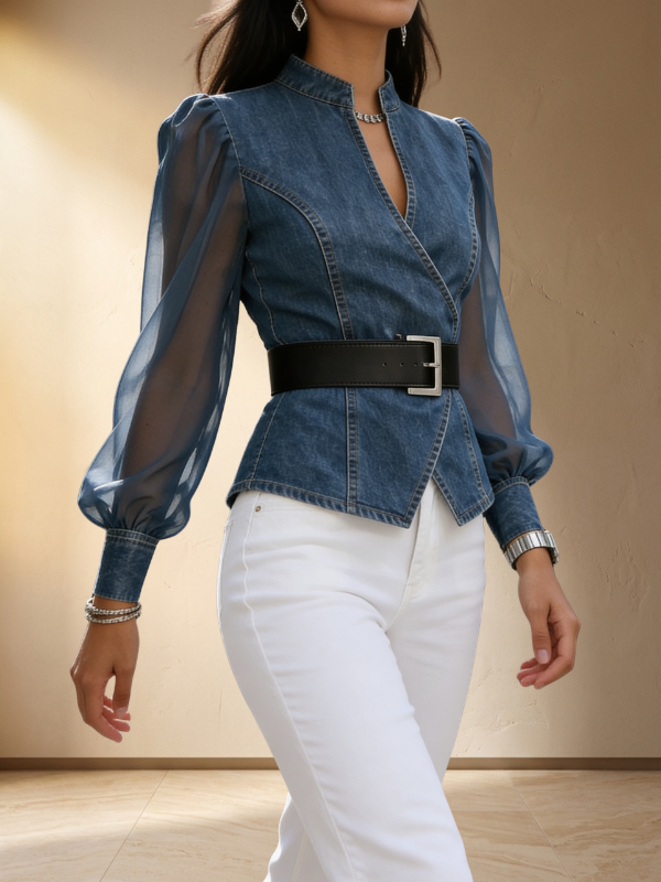 Top Serena — Denim e Chiffon